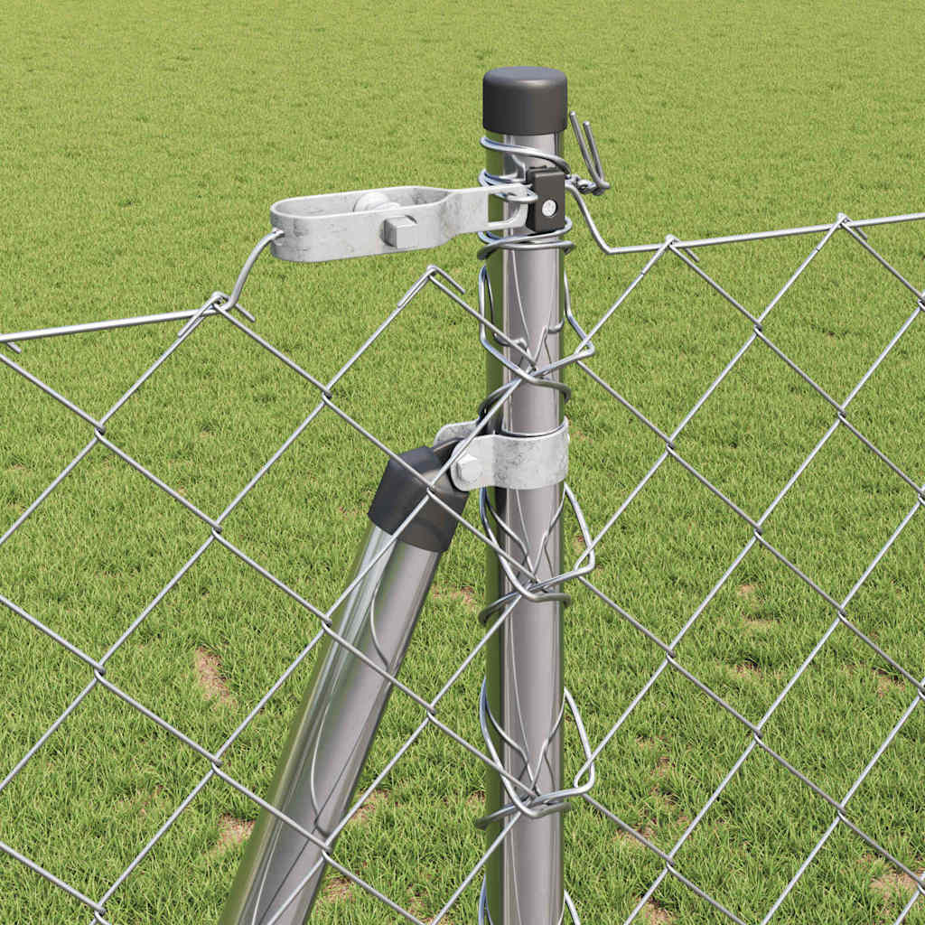 Kettengliedzaun mit Pfosten Silber 1,2 x 10 m Stahl